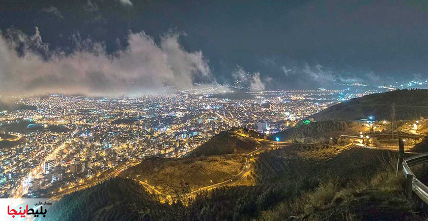 طبیعت چشمگیر کردستان از نمای بالا در شب
